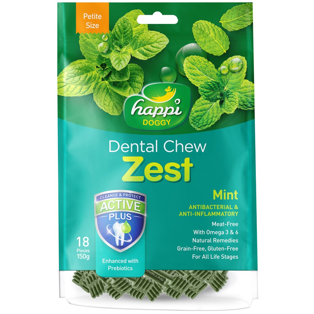 Happi Doggy Dental Chew Zest Mint 150g (18 Pieces) Petite